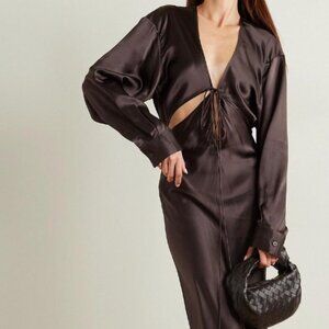 NWOT Christopher Esber Triquetra brown front tie maxi dress